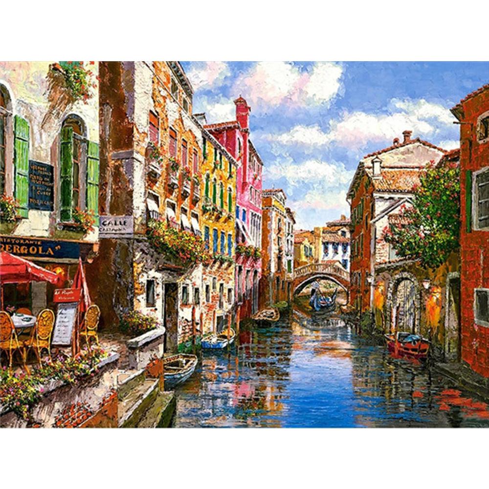 3D алмазная живопись город полный квадратный круглый дрель искусство горный хрусталь 5D DIY Алмазная вышивка пейзаж Приморский подарок ручной работы