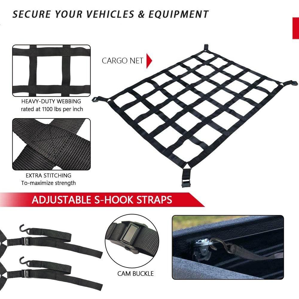 Durable Woven Material Cargo Isolation Net Wear Resistance Rear Cargo Net Driving Safety