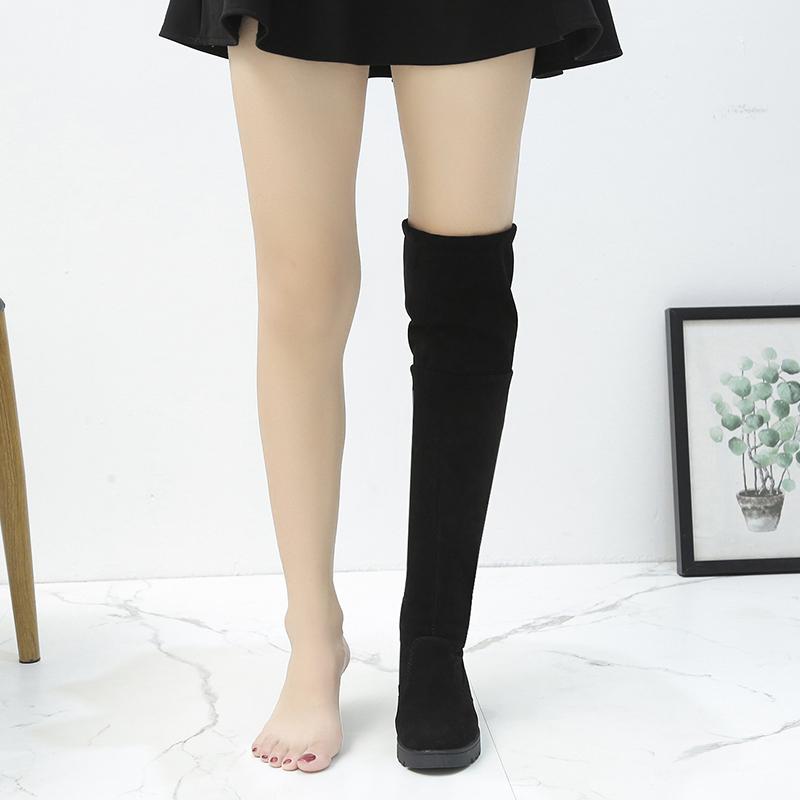 Fashion Fashion Warm Suede Women Boots Winter Black Over The Knee Boots New Comfort Lace Up Chunky High Heels Shoes Round Toe Boots