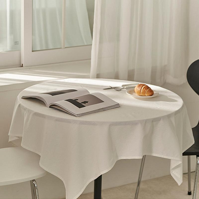Solid color cotton and linen tablecloth Nordic table cloth Japanese rectangular fabric tablecloth Household coffee table cover