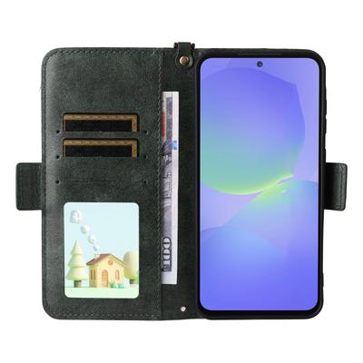 Для Samsung Galaxy S24 FE Кожаный чехол-бумажник с магнитной застежкой и подставкой, чехол для телефона с ремешком через плечо