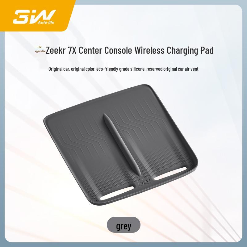 Силиконовая противоскользящая защитная накладка на центральную консоль Zeekr 7X с поддержкой беспроводной зарядки