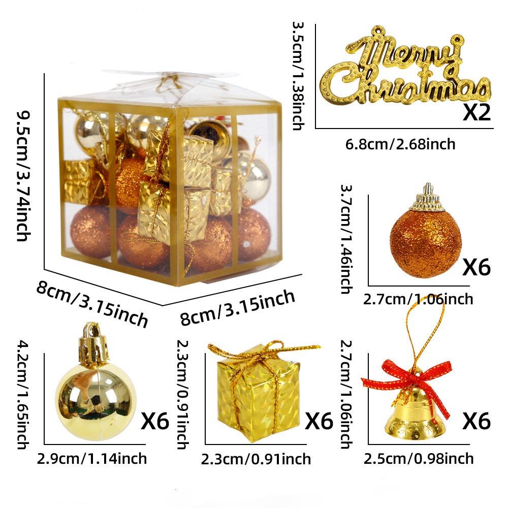 26/32PCS Mixed Pattern Christmas Hanging Decoration Xmas Ball Bell Drop Ornaments Party Supplies