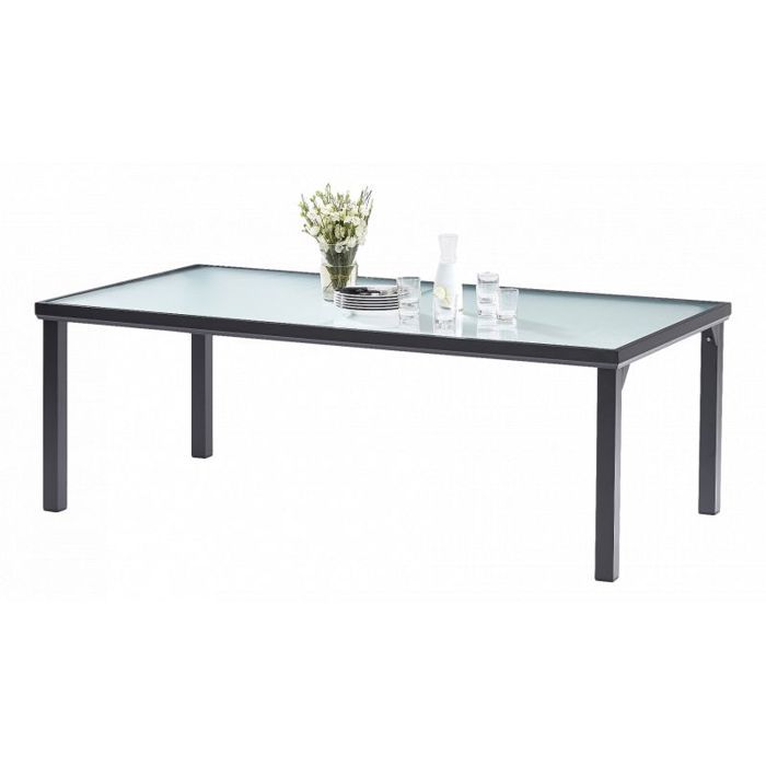 Table de jardin BlackSun 8 Personnes Verre Trempé Noir Wilsa Garden