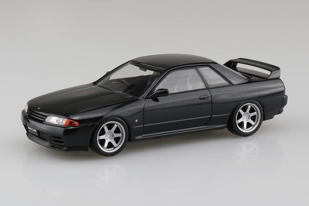Aoshima Bunka Kyozai Rakupla Snap Kit Nissan R32 Skyline Кастомные колеса Жемчужный масштаб Пластиковая модель (АОСИМА) нет. 14CU-BP GT-R (Черный металлик) 1/32