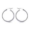 Real 925 Sterling Silver Jewelry Round Shaped Textured Click Top Hoop Earring for Women Girl 40 MM
