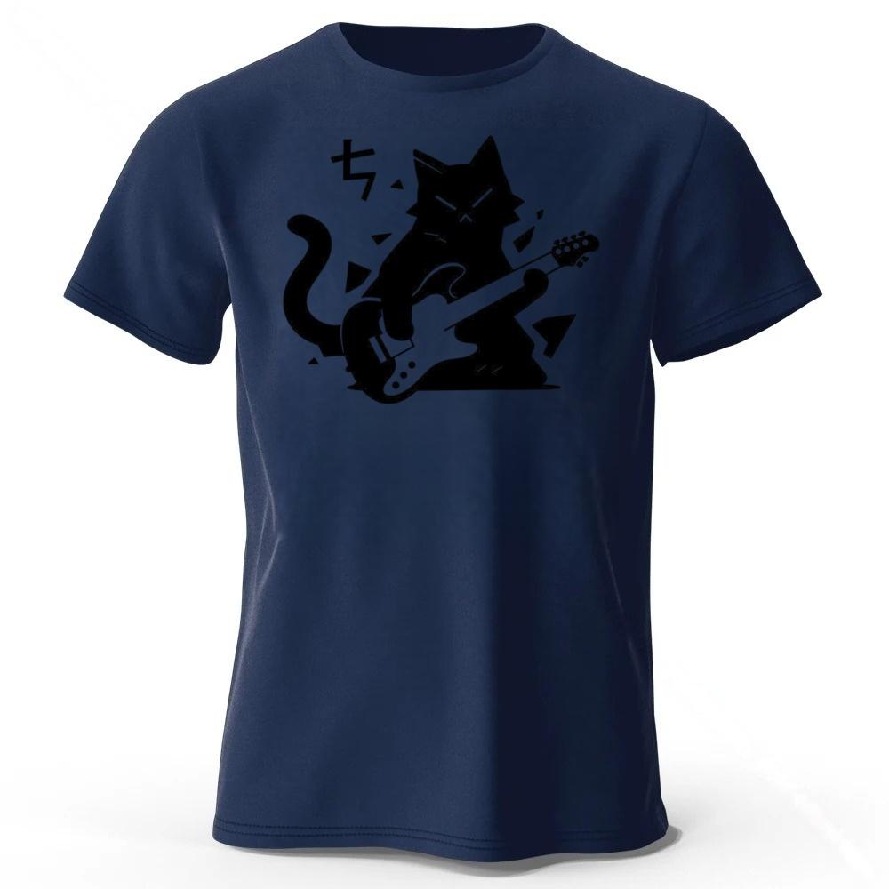 New Rock Cat Creative Printed Cotton Short Sleeve Summer Mens Loose Large Comfortable Sports Tshirt Fashion Casual Top