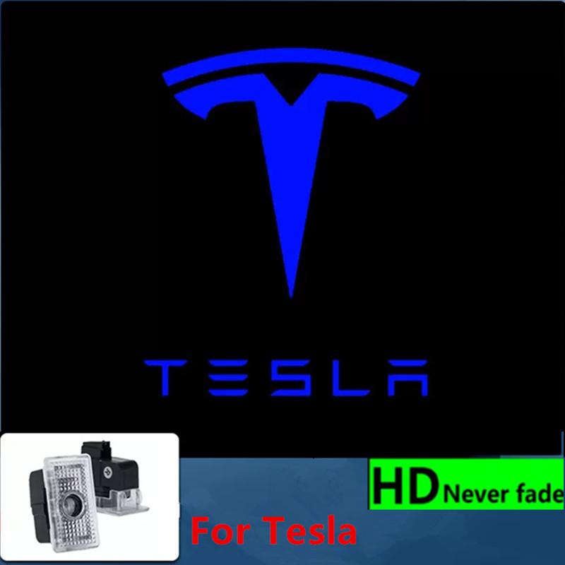 bjzqr4 2PCS Car Door HD LED Lamp Projector Courtesy Welcome Light For Tesla Model 3 S X highland Model Y 2025