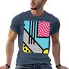 Abstract s memphis pop art style graphics TShirt Work Outdoor Short Sleeve Tee