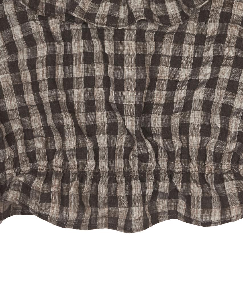 LARTIGENT L17 Puff Crop Blouse(Brown)