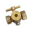 Амейкео Латунный трехходовой пробковый кран, манометр, 4-точечный внутренний резьбовой спускной клапан.