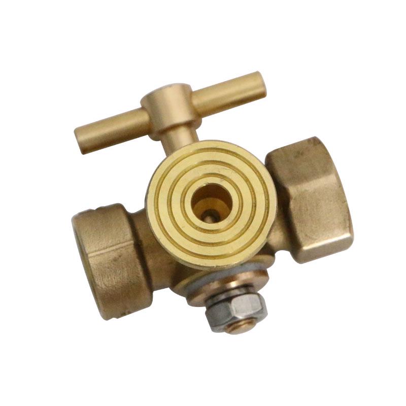 Амейкео Латунный трехходовой пробковый кран, манометр, 4-точечный внутренний резьбовой спускной клапан.