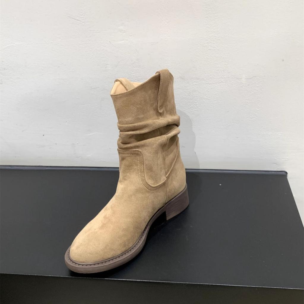 Короткие ботинки Мартин с рукавом Женские ботинки Модные Универсальные Ботинки-брюки с круглым носком Женские Осенне-зимние 2025 Новые Универсальные Толстый каблук