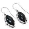 Серьги из стерлингового серебра 925 пробы с натуральным обсидианом и снежинкой, размер 1,50 дюйма, j5P38
