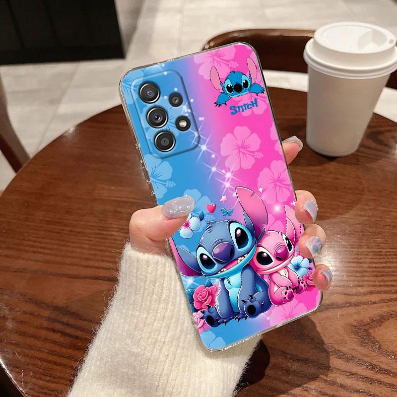 Прозрачный чехол Stitch And Angel Friends для Samsung Galaxy A57 A37 A56 A36 A55 A54 A35 A26 A07 A17 A16 A06 A34 A15 Мягкая крышка Disney
