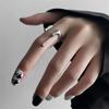 Punk Geometric Irregular Liquid Lava Waterdrop Shaped Open Rings For Women Vintage Silver Color Metal Rings Personality Jewelry