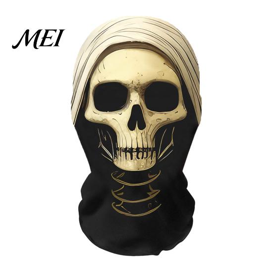 Funny Horror Balaclava for Halloween Skull Print Balaclava, Breathable Mesh Full Face Mask with Impactful Visual Cosplay Gear 3D Print, UV Protection
