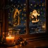 Decals Christmas Window Clings, Black Gold Santa Claus/Angel/Xmas Tree/Street Lamp DIY Holiday Art Sticker, PVC Reusable Static Double-Sided Decal for