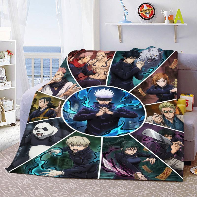 Jujutsu Kaisen Flannel Throw Blanket Soft Warm Cozy Blanket for Sofa Bed Lightweight Home Decoration -QJY