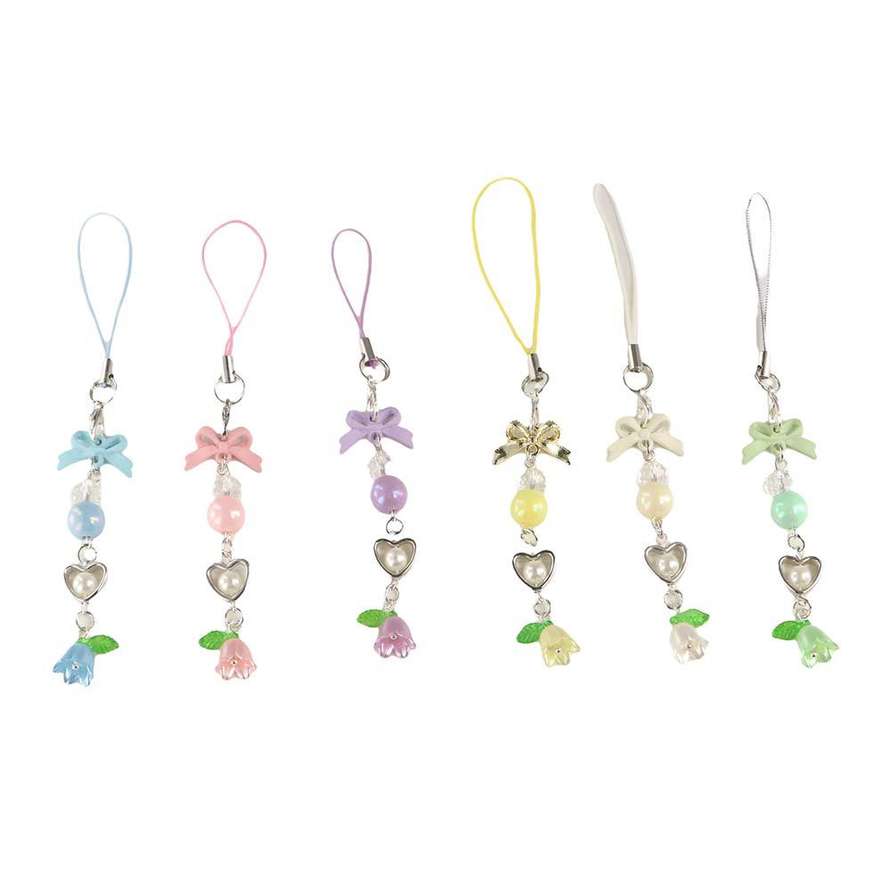 Convallaria Мобильный телефон Ремешок-бант Ремешок для мобильного телефона Ювелирные изделия Подарочная цепочка для телефона с бусинами Женщина Девушка