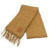 Excellent LOEWE Scarf Fringe with Anagram leather patch Brown mohair Women Used