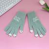 Fluffy Knitted Open Finger Gloves Panda Fingertip Touch Screen Gloves  Women Men