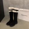 2024 Thick Sole Snow Boots Women's Faux Over-the-Knee Boots New Winter Plush Warm Furry Boots Belt Buckle Casual Cotton Shoes