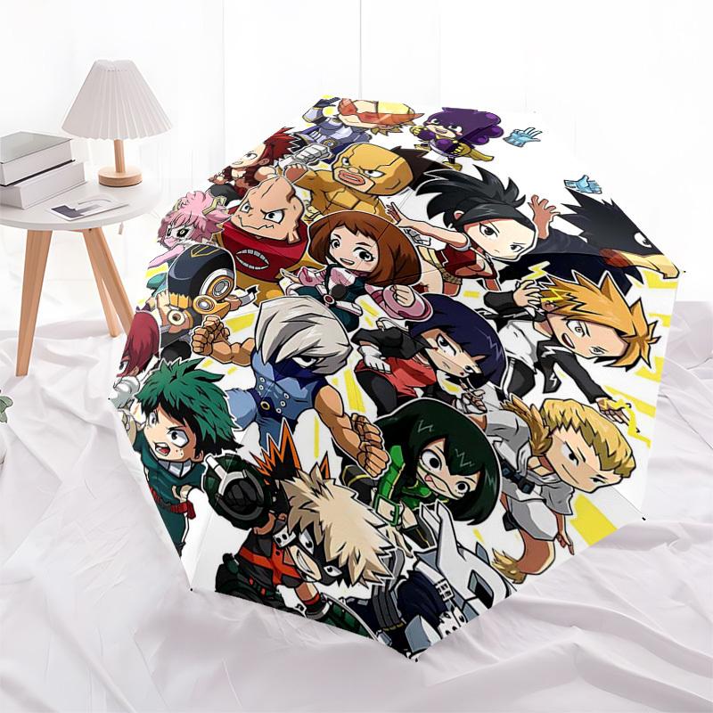 1 шт. Уличный зонт с персонажами My Hero Academia - Автоматическое открытие/закрытие, Портативная 3-складная конструкция, Железный каркас с 8 ребрами - Идеальный подарок для Fa