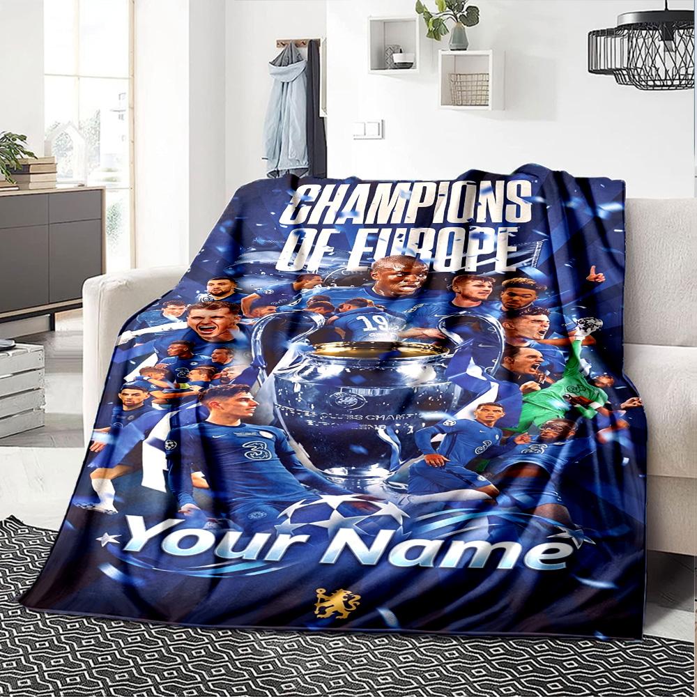 Chelsea Fc Football Player Customize Your Name Blanket Lightweight Customizable Blanket Ultra-Soft Perfect for Home Decor Seaside Nap Chair