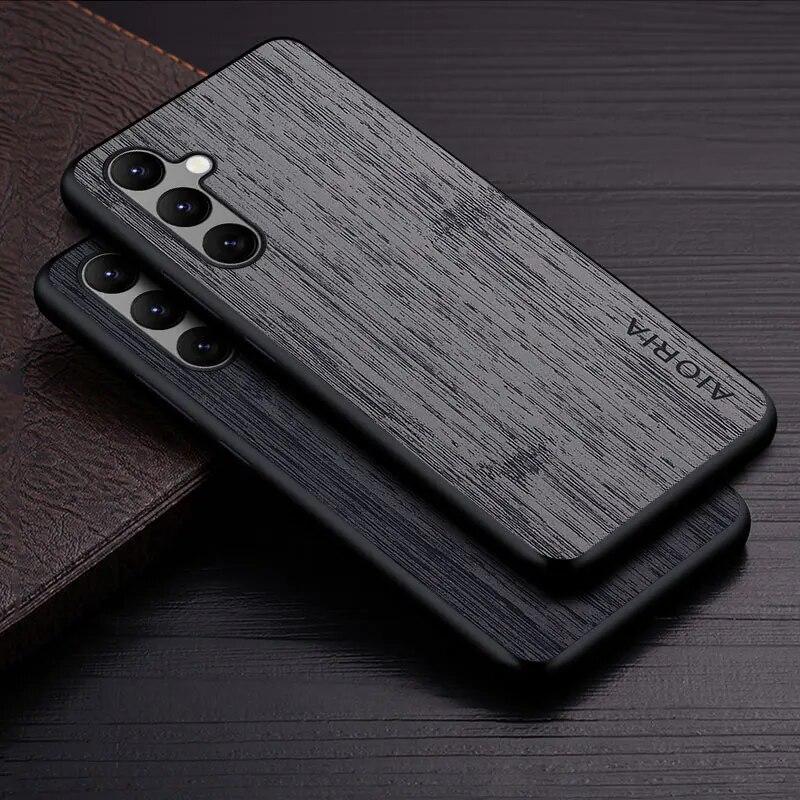 Case for Samsung Galaxy A14 A15 A25 A35 A24 A34 A54 Funda Bamboo Wood Pattern Leather Cover Luxury Coque for Samsung A54 Case