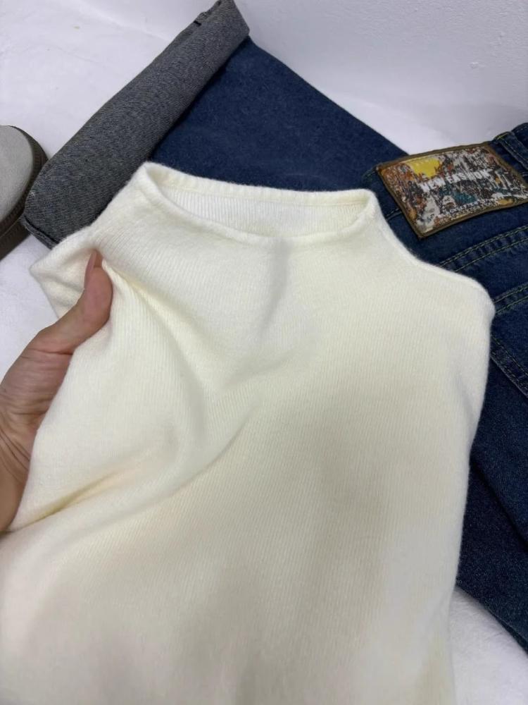 Повседневная водолазка с длинными рукавами, трикотажная базовая рубашка, женская зимняя осенняя однотонная тонкая теплая кофта в корейском стиле, простые топы, нижнее белье