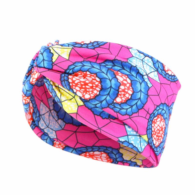 New African Floral Print Headband Twist Style Women's Sports Yoga Elastic Hairband Fashion Salon Make Up Hair Wrap Headwear