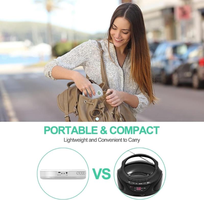 Bluetooth-совместимый проигрыватель CD Discman с AUX-кабелем для автомобиля, встроенная перезаряжаемая батарея 2000 мАч
