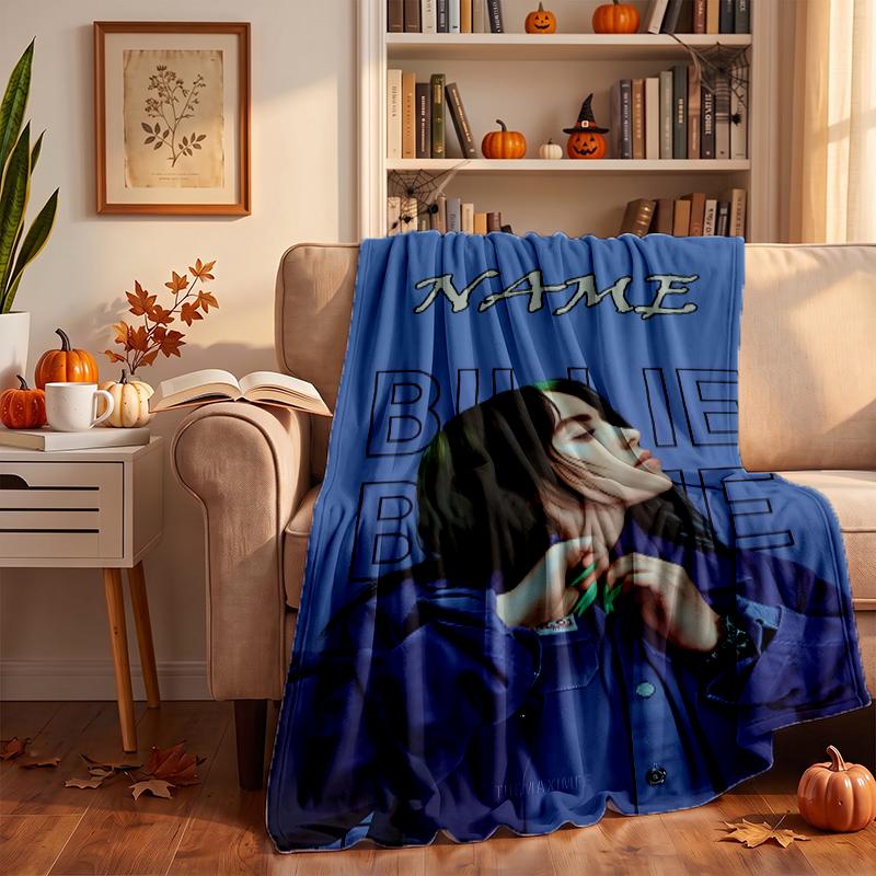 Billie eilish Custom Flannel Blankets Soft Warm Cozy Throws for Home Decor Holiday Gifts