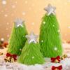 Green Plush Christmas Tree Ornaments Soft Furry Xmas Decor with Star Topper Holiday Table Centerpieces Party Supplies
