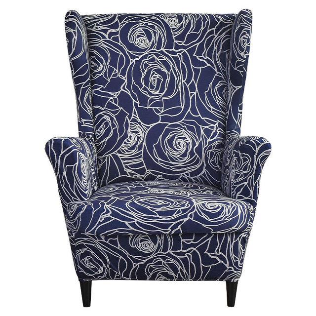 Чехол на спинку стула с наклонной подлокотником и принтом, эластичный чехол на кресло, крыло, спинка дивана, растягивающийся протектор, домашний декор