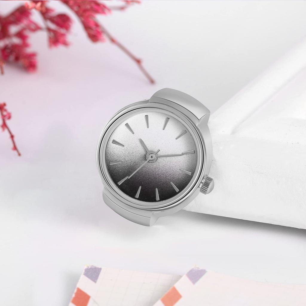 JEWELRYWE Кольцо-часы, Кольцо-часы с градиентом, Кольцо-часы с цифрами, Полосатый циферблат, Стильная поверхность, Аксессуар для мужчин и женщин, День рождения, Рождество