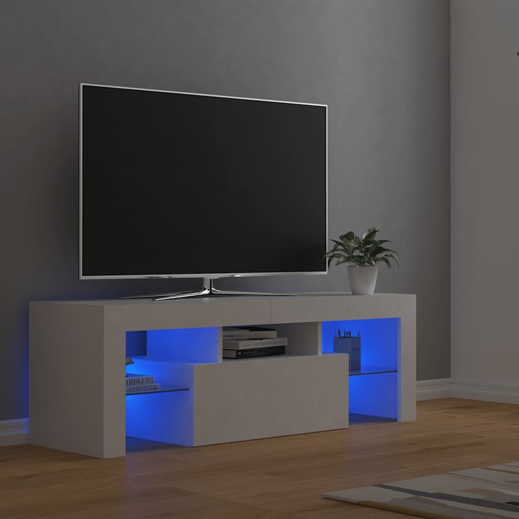 TV Stand with LED Lights White 120 x 35 x 40 cm