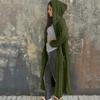 Women's Cardigan Solid Color Hooded Long Personality Sweater Jacket