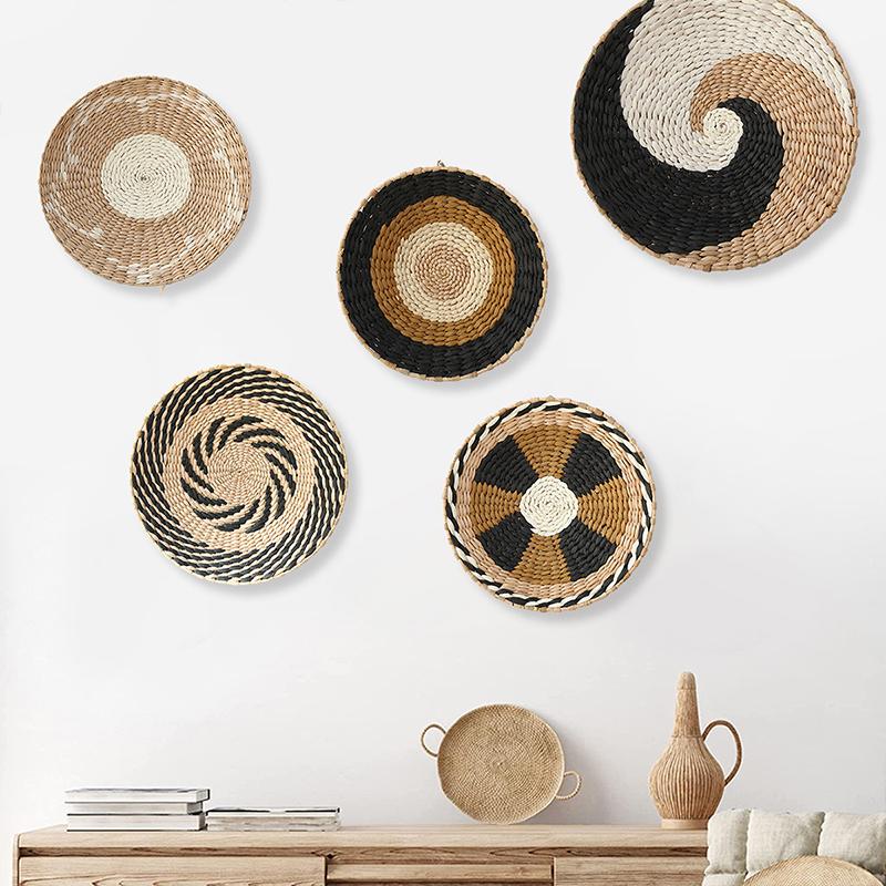 1 шт. соломенный домашний декор для гостиной/фермерского дома/кухни, плетеная настенная корзина, тарелка в стиле бохо, доступно несколько вариантов