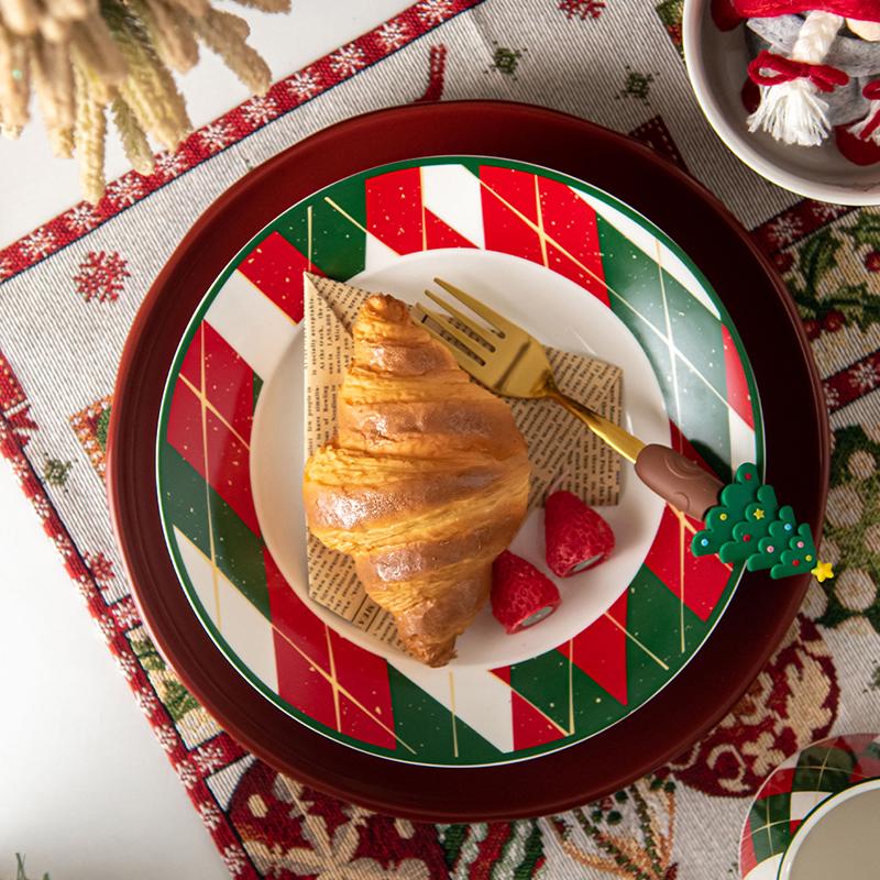 Изысканная Рождественская Керамическая Тарелка Легкая Роскошь Отель Ресторан Тарелки для Стейка Тарелка для Кухни для Домашней Вечеринки Пиалы для Риса Рождественские Подарки