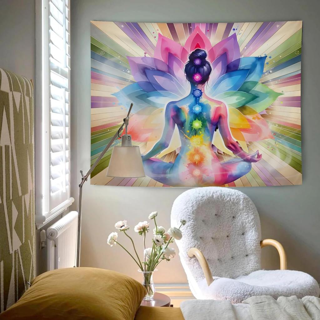 Seven Chakra Yoga Meditation Tapestry Wall HangingColorful Mandala Indian Hippie Chakra Tapestry Decorative Wall Blanket Decor