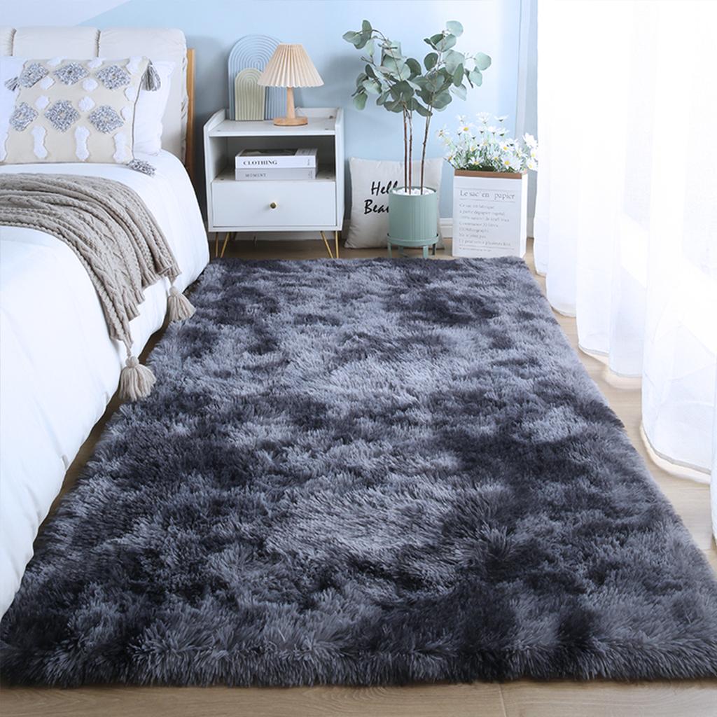 Modern Grey Fluffy Anti Slip Rug For Living Room Sofa And Bedroom Decor Washable Large Floor Covering Mat