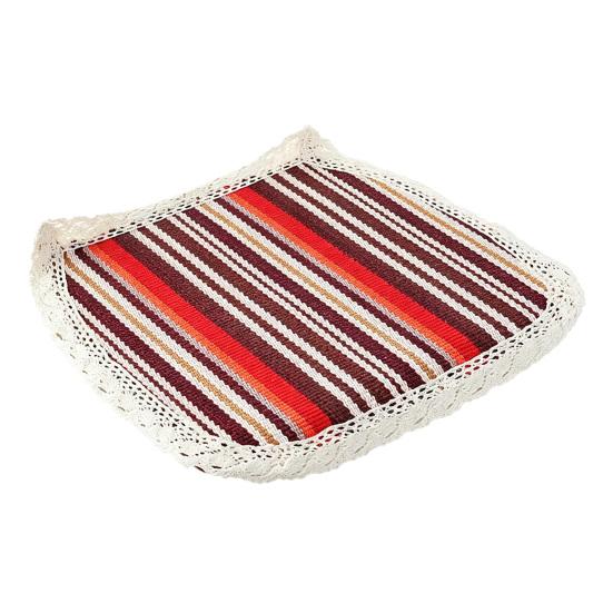 Decorative Seat Mat for Rattan Chairs Cotton Linen Chair Pad with Ties, Striped Plaid Comfortable Pads Patio Lace Trim, Breathable Dining Office Soft
