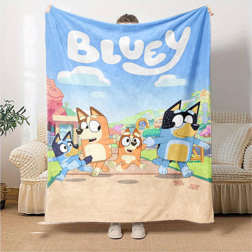 Bluey Theme Printed Blanket - Perfect for Couch, Bed, Travel & Outdoor Use | Machine Washable, Cozy & Durable.