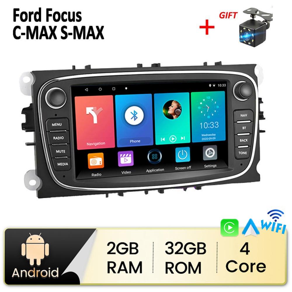 Carplay Авто Радио Android 2 DIN Автомобильный мультимедийный видеоплеер для Ford Focus Mondeo C-MAX S-MAX Galaxy II Kuga 7 "HD-экран Зеркальная связь GPS 2 + 32 ГБ