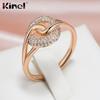 Kinel Rose Gold Color Bride Wedding Rings For Women Shiny Zircon Fine Jewelry Vintage Ring