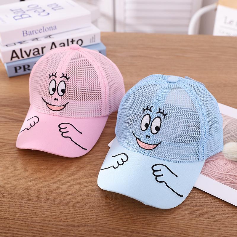 Крутая Новая Детская Летняя Милая Кепка с Лицом Смайлика Kawaii Сетчатая Бейсболка Популярная Хип-Хоп Кепка от Солнца Прямая Поставка