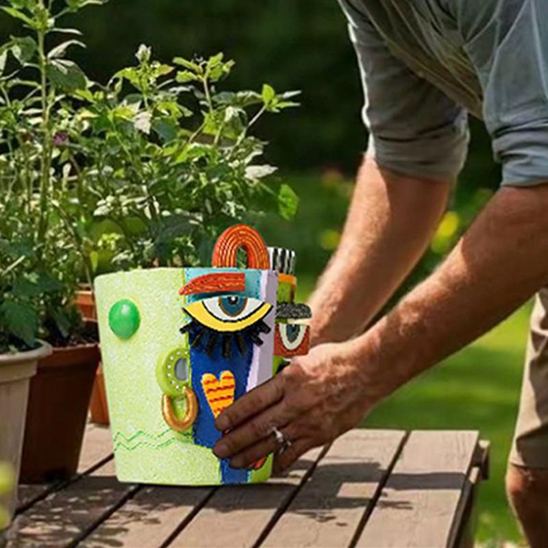 Кашпо для лица Декоративные горшки для растений 15 см Подставка для бонсай Художественная смола Домашнее украшение Контейнер для растений для внутреннего сада Патио