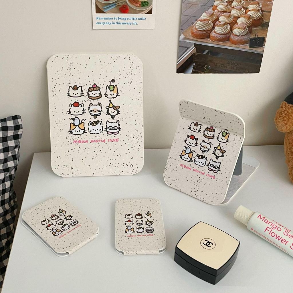 Милое складное карманное зеркало для макияжа в виде кошки для общежитий и домов